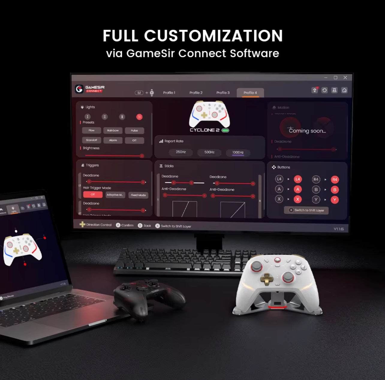 Gamesir Cyclone 2 Rgb Back Buttons 6 Axis Gyroscope Game Controller with Charging Dock