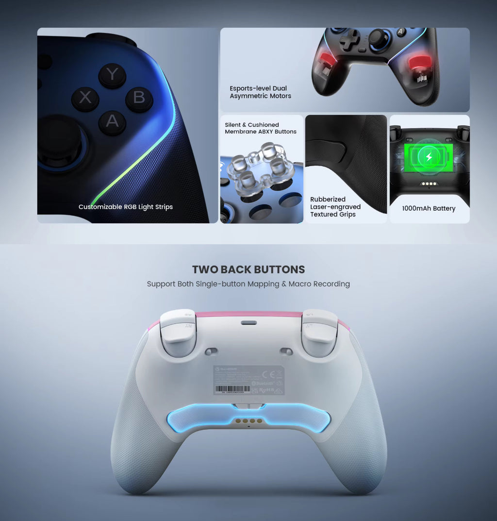 Gamesir Super Nova RGB Lighting Swappable ABXY Detachable Faceplate Game Controller with Charging Station