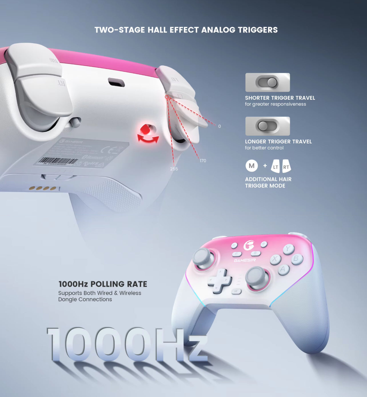 Gamesir Super Nova RGB Lighting Swappable ABXY Detachable Faceplate Game Controller with Charging Station